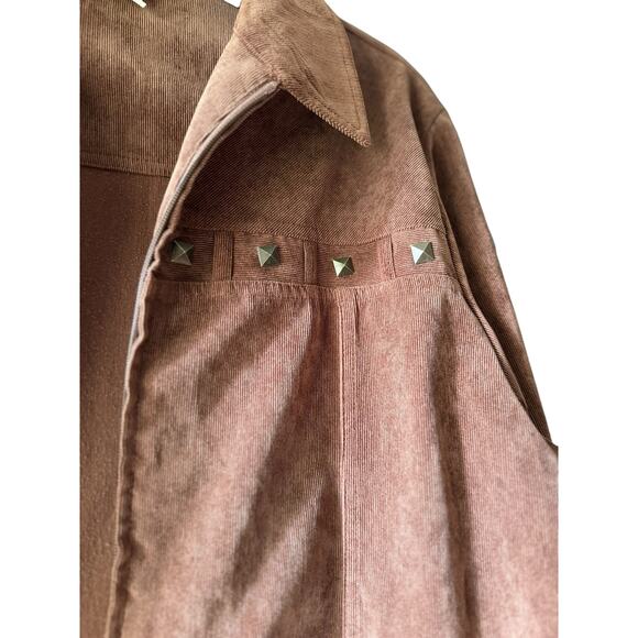 BonWorth Brown Corduroy Studded Western Jacket Zip Front Size Large - Picture 7 of 11